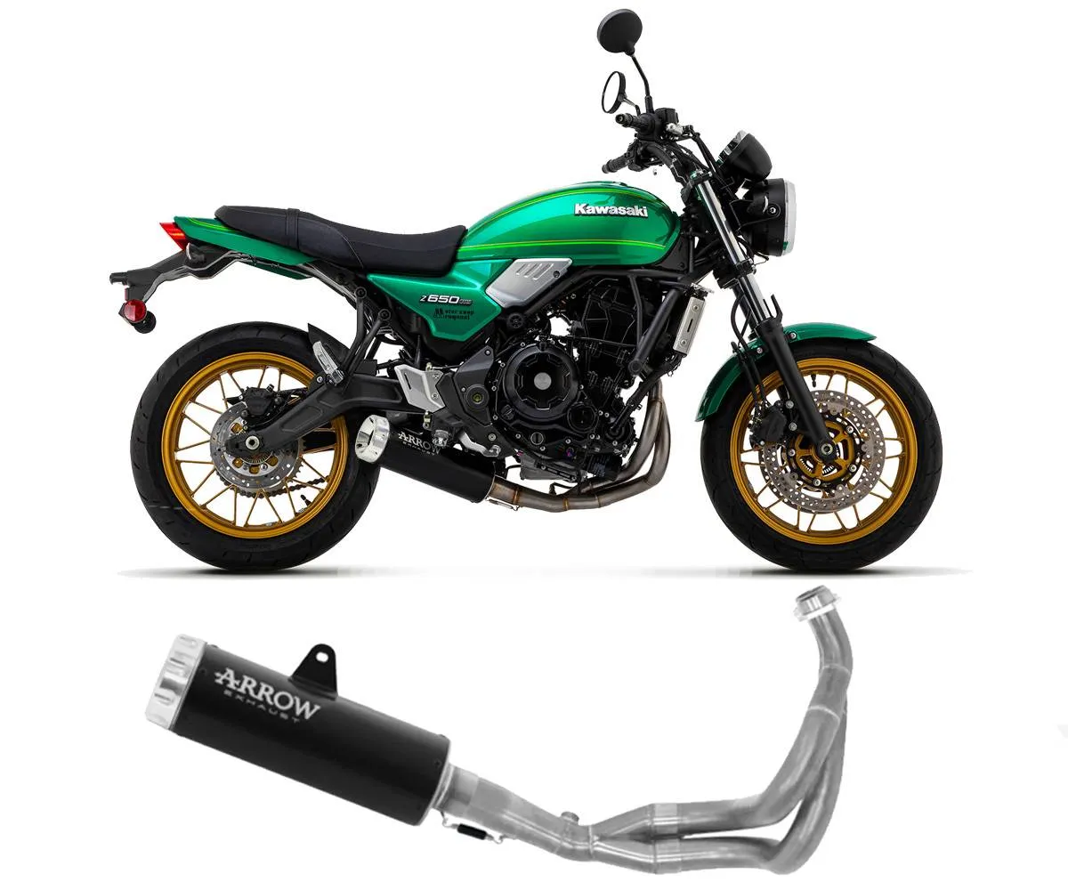 74510RBNW Arrow Rebel Full System Nichrome Dark Exhaust Kawasaki Z650RS 2022-2024 Rear cap in aluminium polish&nbsp;