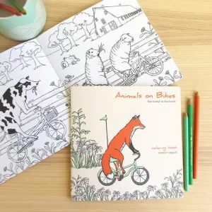 Animals on Bikes, Forest to the Town, Coloring Book