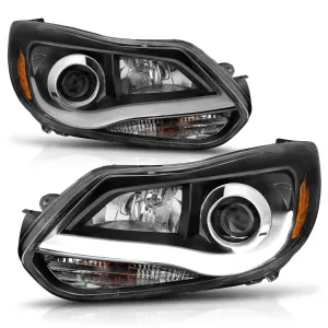 Anzo Projector Headlights Ford Focus (12-14) Plank Style Halo - Black 121490