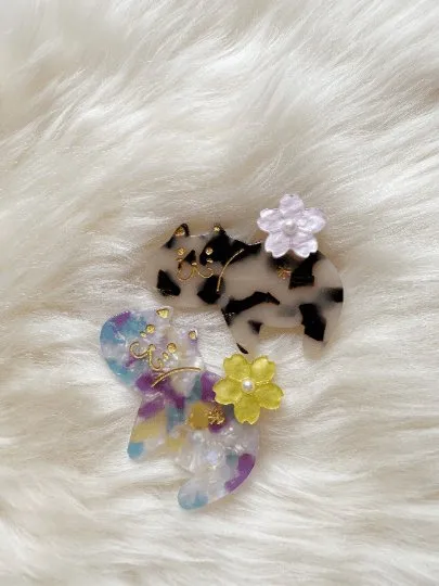 Cat butt acetate hair clips | Colourful barrette clips| korean hair accessories| animal hair clip | gift for cat lover