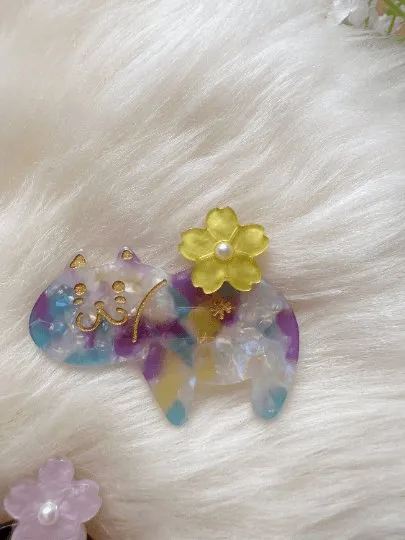 Cat butt acetate hair clips | Colourful barrette clips| korean hair accessories| animal hair clip | gift for cat lover