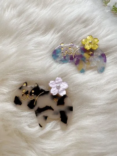 Cat butt acetate hair clips | Colourful barrette clips| korean hair accessories| animal hair clip | gift for cat lover