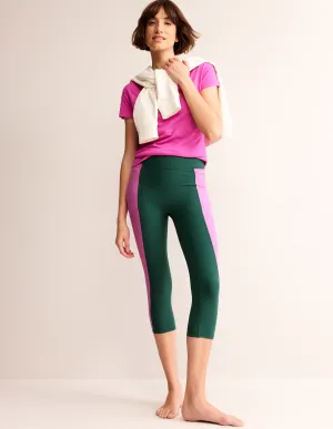 Colour Block 7/8 Leggings-Green/Pink Colourblock