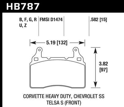 Hawk HPS Brake Pads Cadillac CTS Rectangular Weights (2017) Front Set HB787F.582