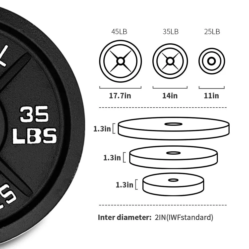 IFAST Olympic Cast Iron Weight Plates 45lbs*2