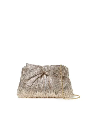 Loeffler Randall Rayne Pleated Frame Clutch with bow in Champagne