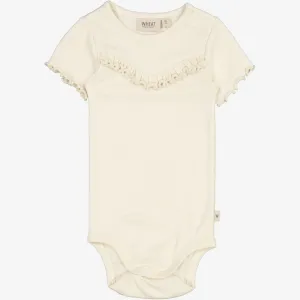 Rib Body Ruffle SS - eggshell