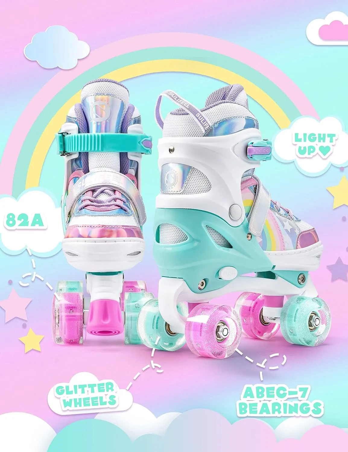 Roller Skates Patins  roulettes Rglable Roues LED spciales, Rollers pour Enfants et Adultes