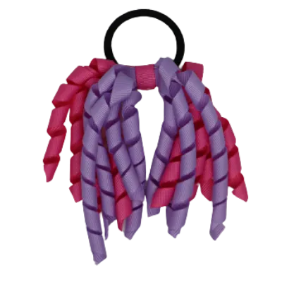 School Hair Accessories Short Curly Ponytail Streamer Hair Tie - Light Orchid (28 colours options to pick from)