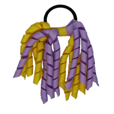 School Hair Accessories Short Curly Ponytail Streamer Hair Tie - Light Orchid (28 colours options to pick from)