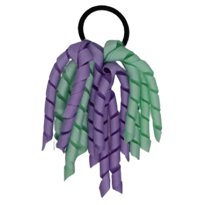 School Hair Accessories Short Curly Ponytail Streamer Hair Tie - Light Orchid (28 colours options to pick from)