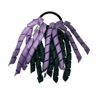 School Hair Accessories Short Curly Ponytail Streamer Hair Tie - Light Orchid (28 colours options to pick from)