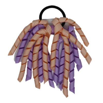 School Hair Accessories Short Curly Ponytail Streamer Hair Tie - Light Orchid (28 colours options to pick from)