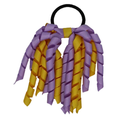 School Hair Accessories Short Curly Ponytail Streamer Hair Tie - Light Orchid (28 colours options to pick from)