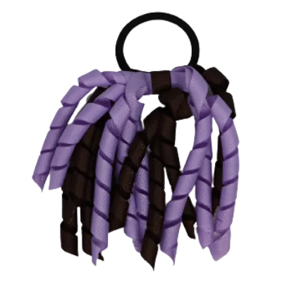 School Hair Accessories Short Curly Ponytail Streamer Hair Tie - Light Orchid (28 colours options to pick from)