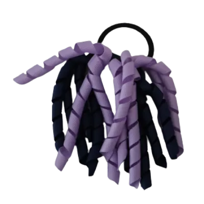 School Hair Accessories Short Curly Ponytail Streamer Hair Tie - Light Orchid (28 colours options to pick from)