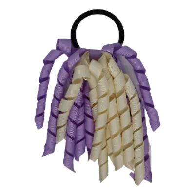 School Hair Accessories Short Curly Ponytail Streamer Hair Tie - Light Orchid (28 colours options to pick from)