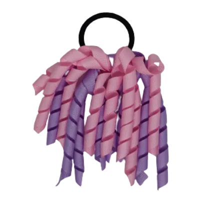 School Hair Accessories Short Curly Ponytail Streamer Hair Tie - Light Orchid (28 colours options to pick from)