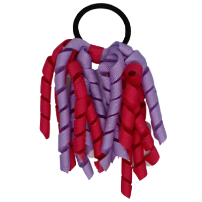School Hair Accessories Short Curly Ponytail Streamer Hair Tie - Light Orchid (28 colours options to pick from)