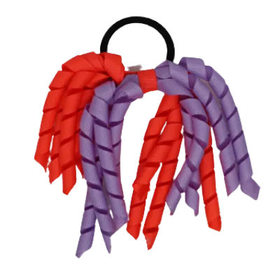 School Hair Accessories Short Curly Ponytail Streamer Hair Tie - Light Orchid (28 colours options to pick from)