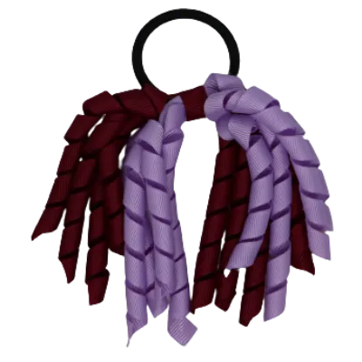 School Hair Accessories Short Curly Ponytail Streamer Hair Tie - Light Orchid (28 colours options to pick from)