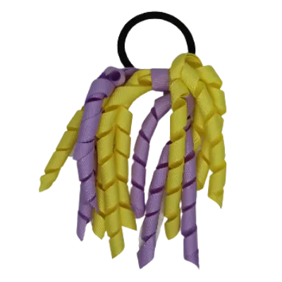 School Hair Accessories Short Curly Ponytail Streamer Hair Tie - Light Orchid (28 colours options to pick from)