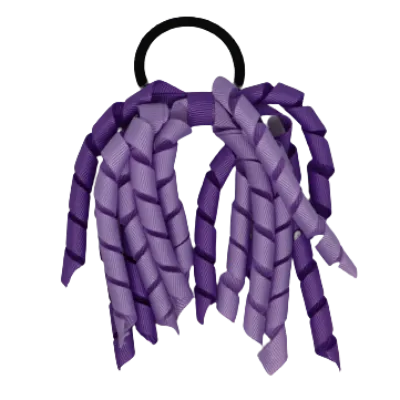 School Hair Accessories Short Curly Ponytail Streamer Hair Tie - Light Orchid (28 colours options to pick from)