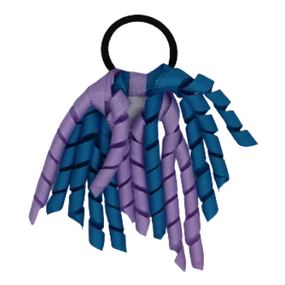 School Hair Accessories Short Curly Ponytail Streamer Hair Tie - Light Orchid (28 colours options to pick from)