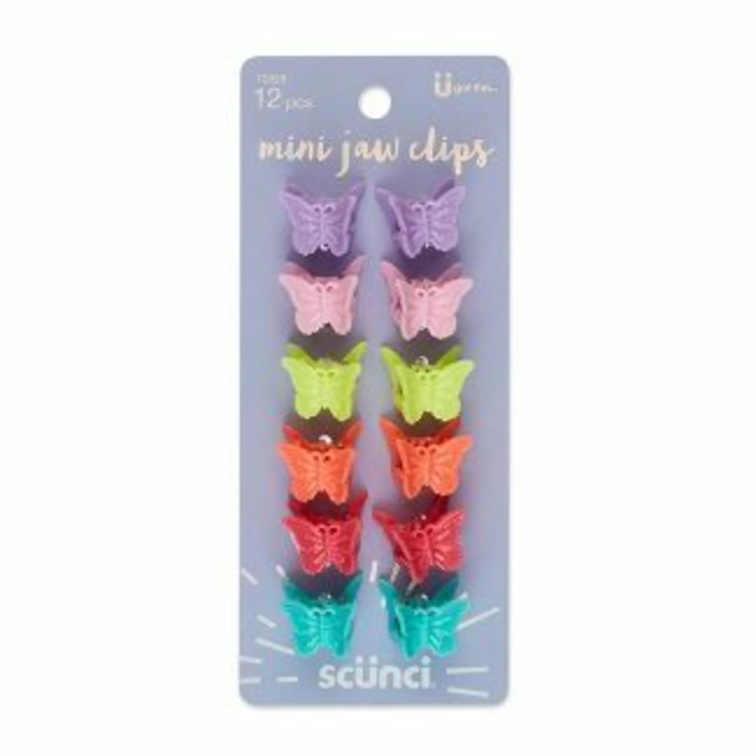 Scunci Kids Butterfly Jaw Clips, 12 pack
