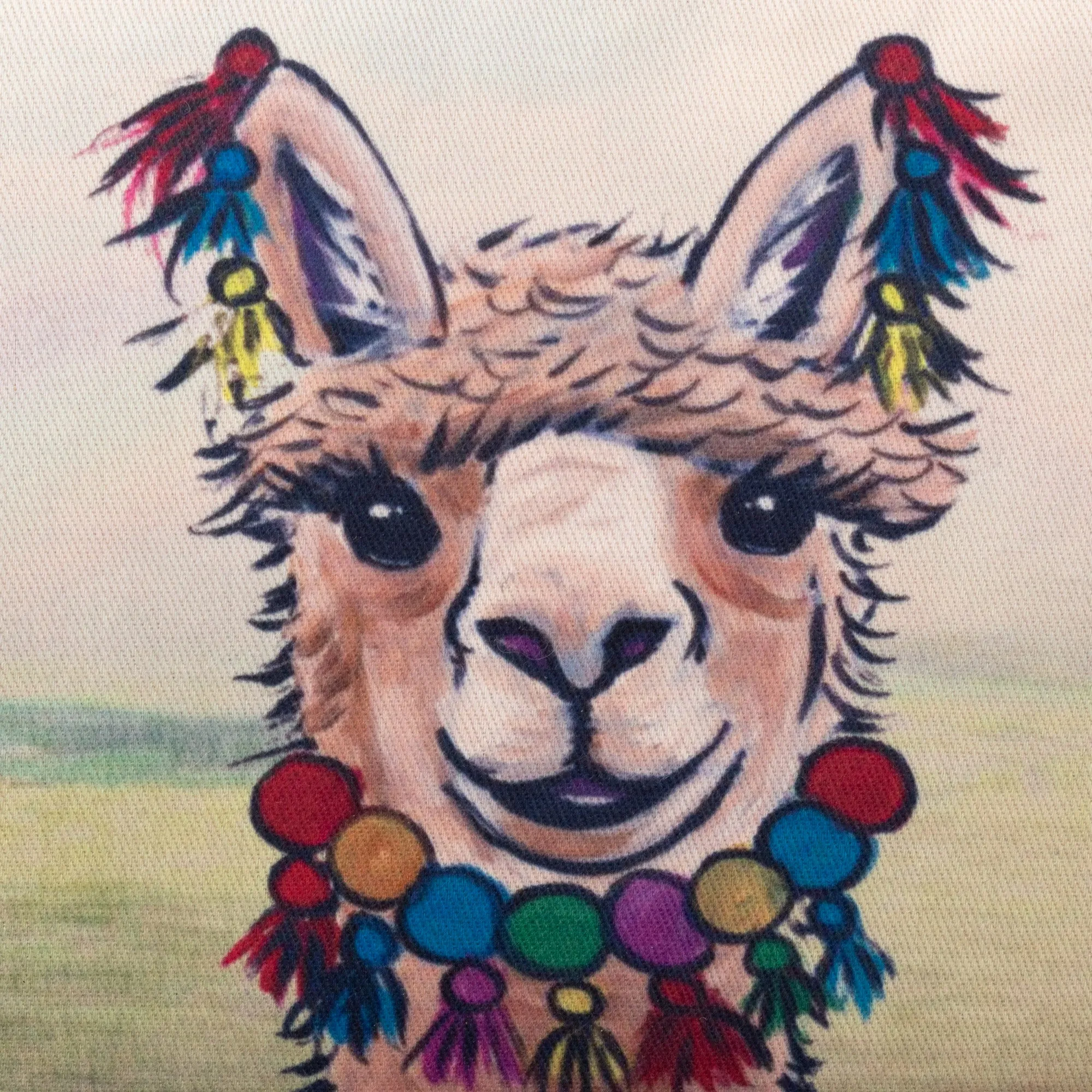 Smiling Llama Wristlet with Zipper Closure and Black Strap - Smiley Llama | NOVICA