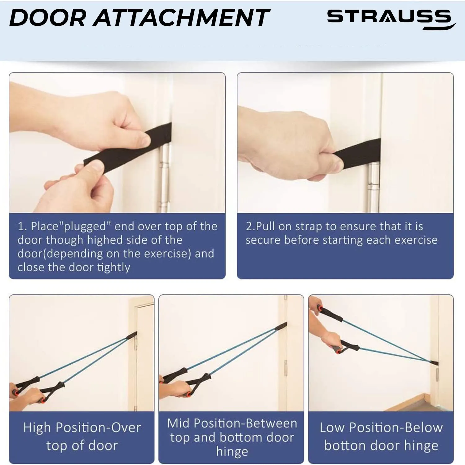Strauss Triple Resistance Tube with Foam Handle | Door Anchor for Exercise & Stretching | Gym Equipment for Strength Training, Home Gym Workouts with Carry Bag | 27 Kg,(Red)