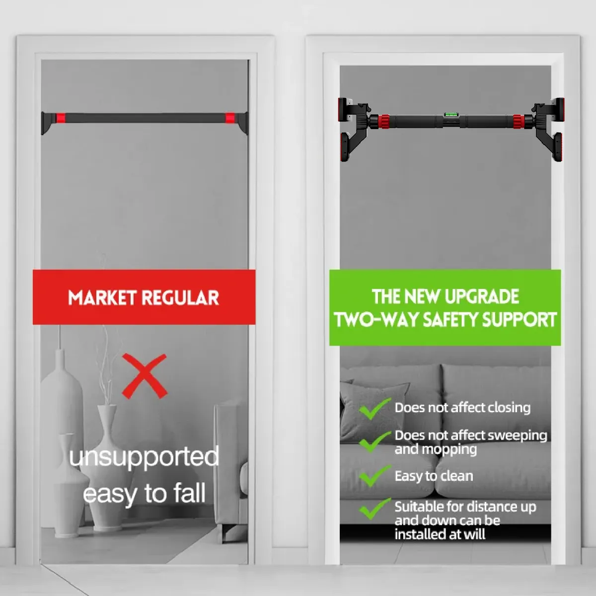 UltimateSup, Wall Mounted Pull Up Bars, 73-135 cm