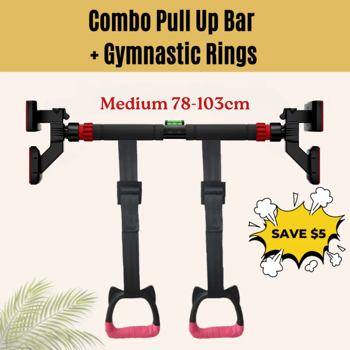 UltimateSup, Wall Mounted Pull Up Bars, 73-135 cm