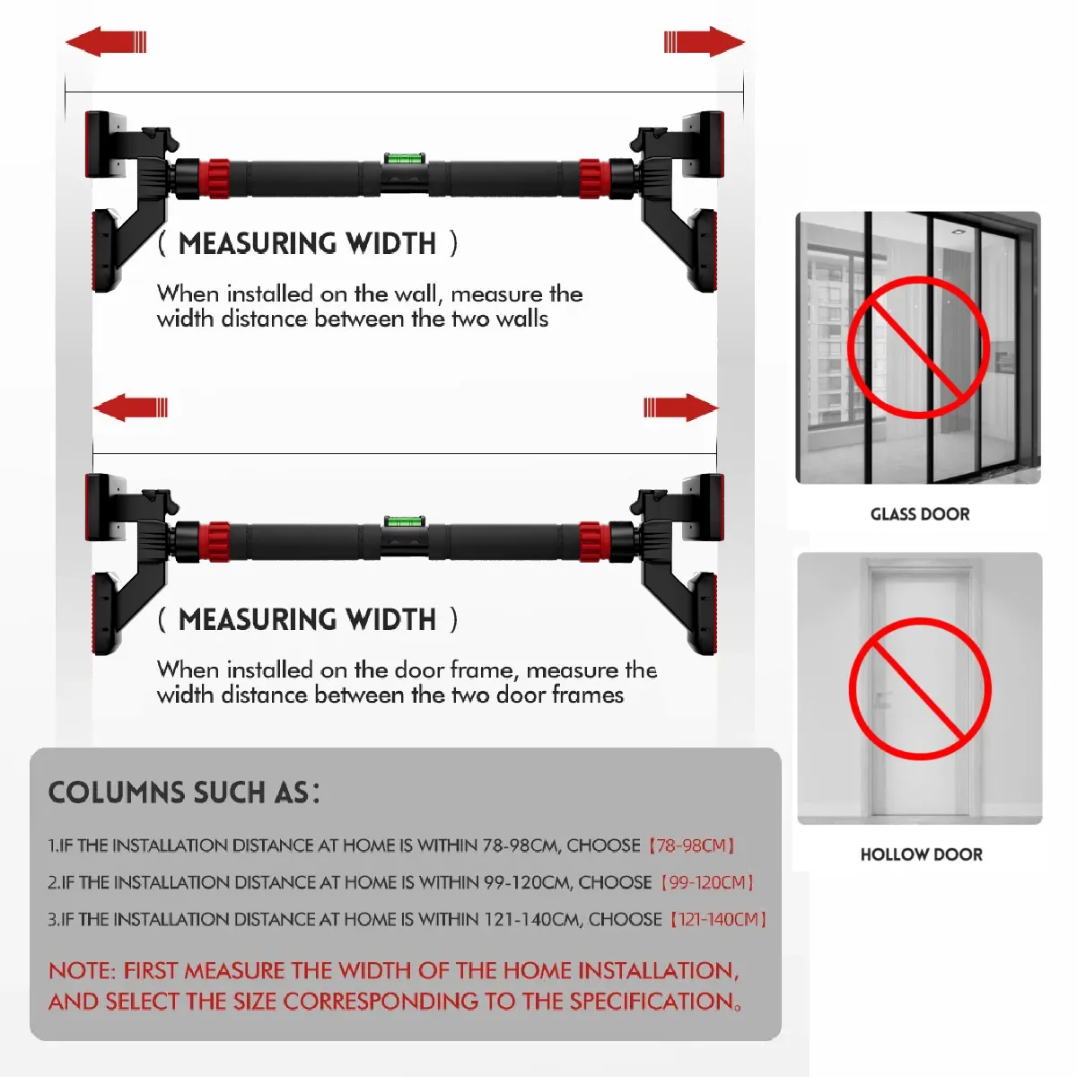 UltimateSup, Wall Mounted Pull Up Bars, 73-135 cm