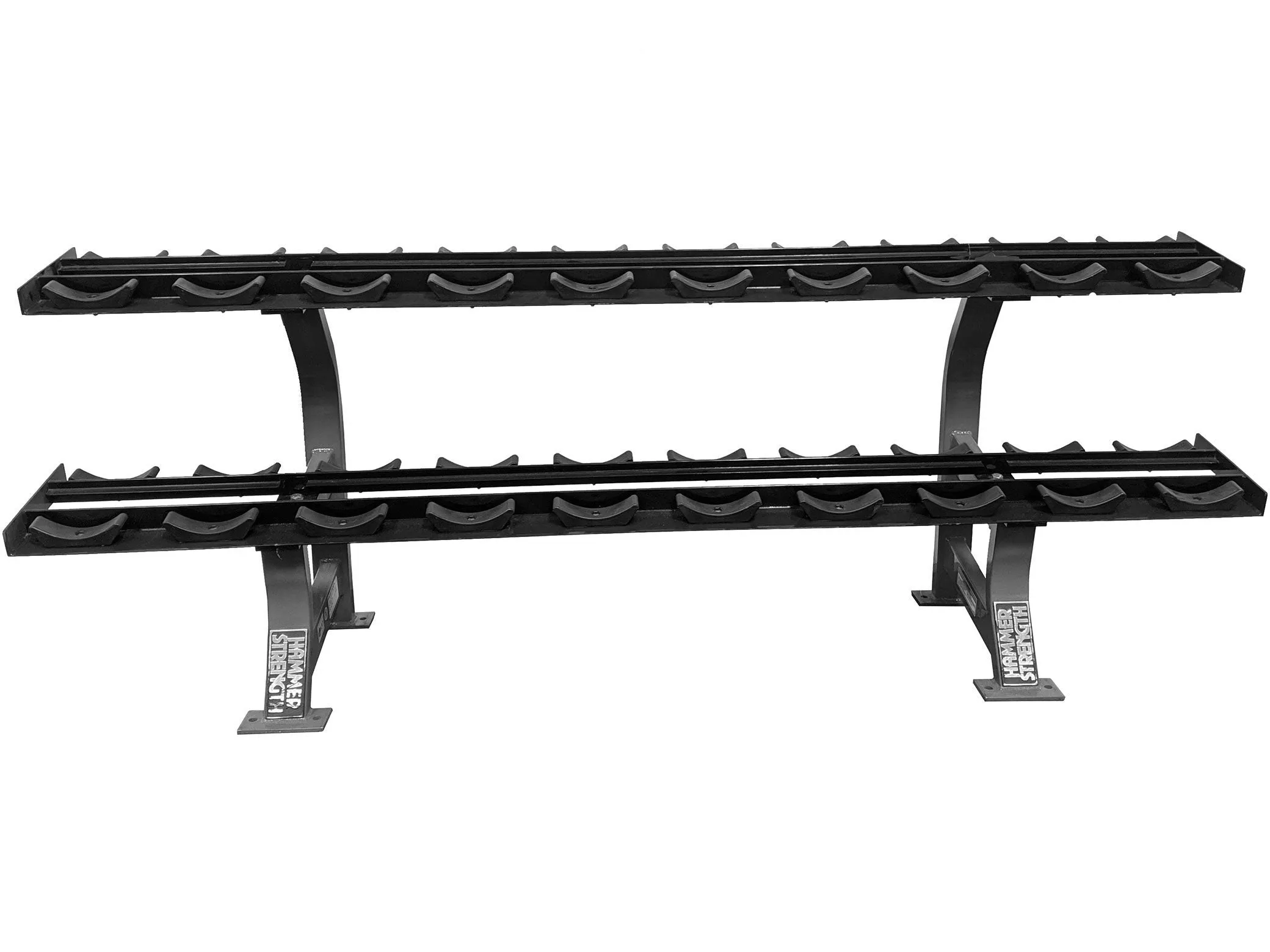 Used Hammer Strength 2 tier 10 pair Dumbbell Rack with Saddles