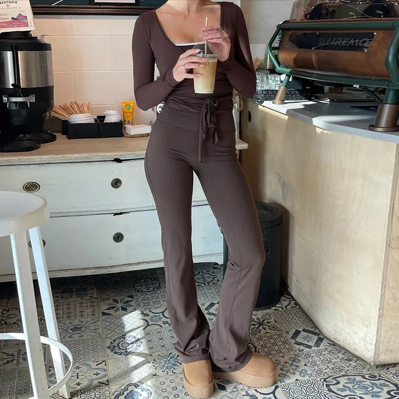 Wrap Around Tie Up Top And Pants Set
