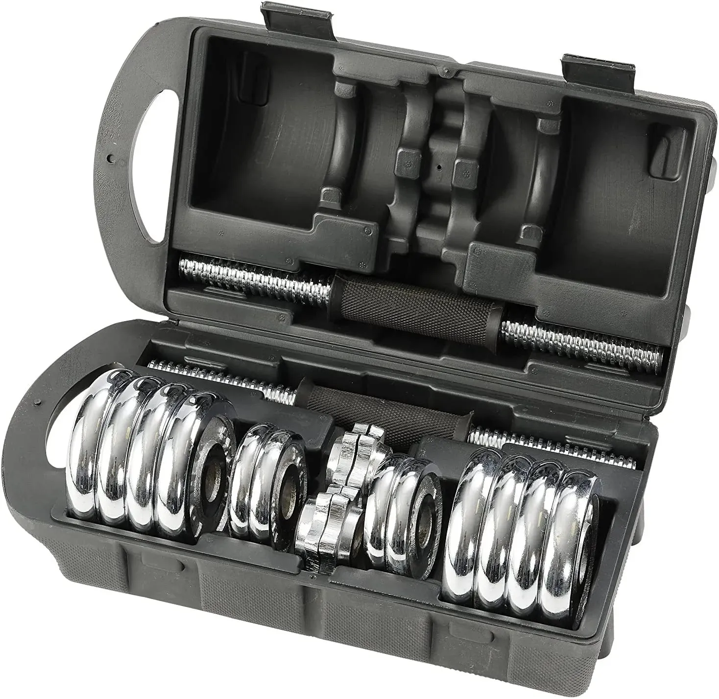 York Fitness 15kg Chrome Dumbbell Set and Case
